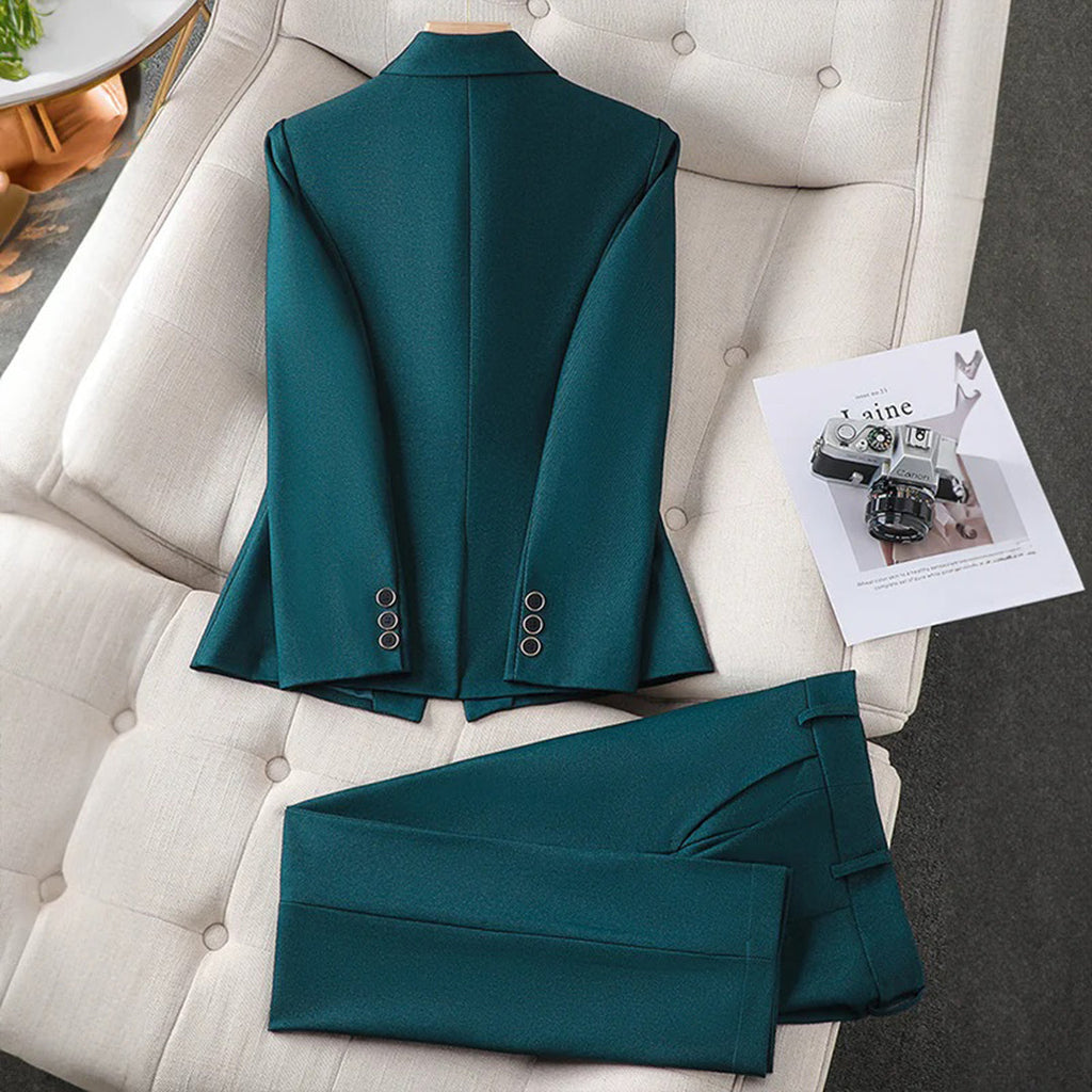 Women's Blazer and Trouser Set with Notch Lapel