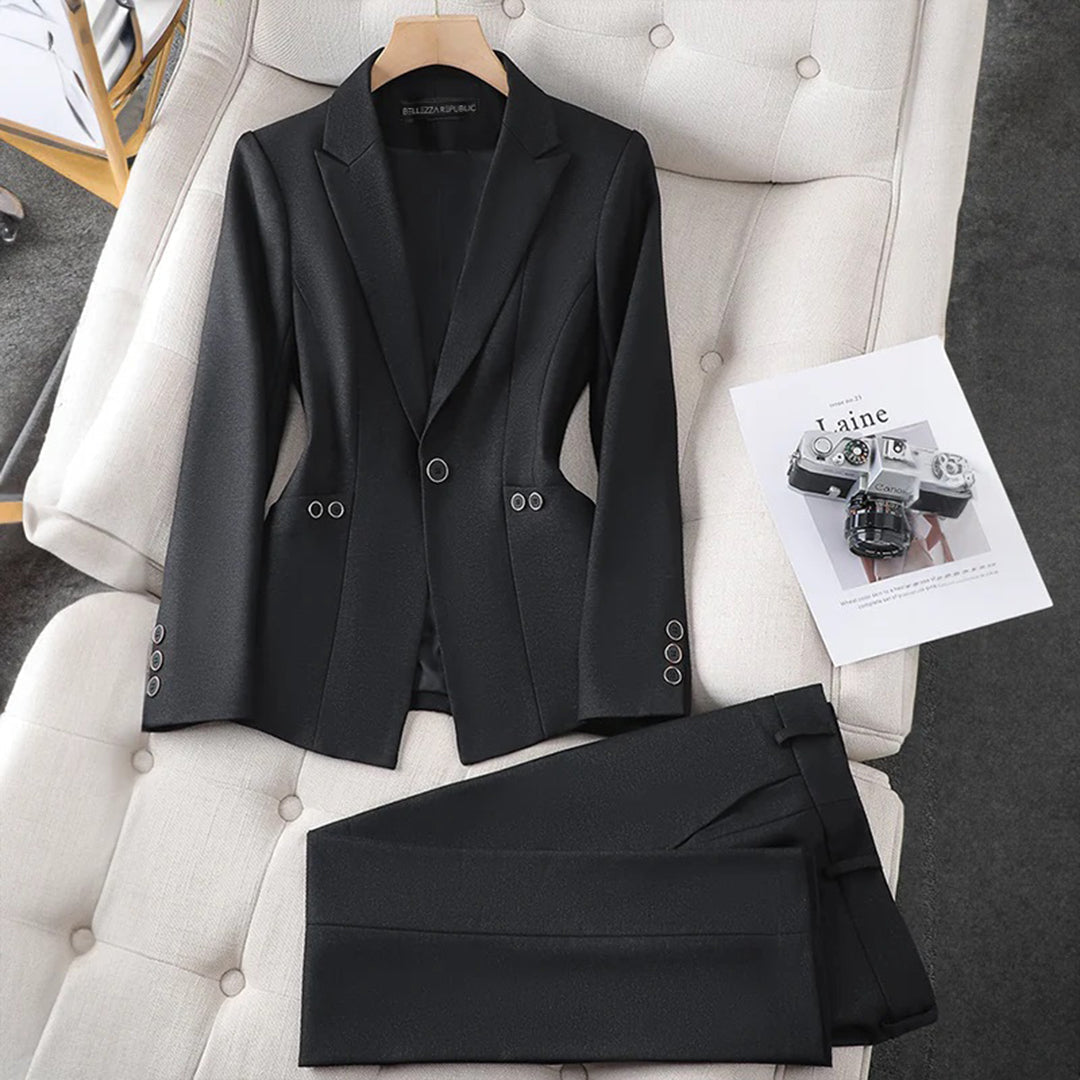 Women's Blazer and Trouser Set with Notch Lapel