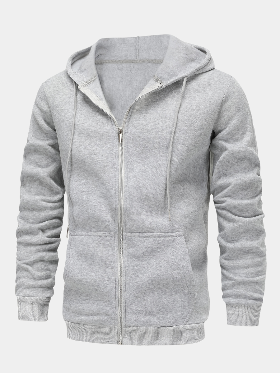 SOLID ZIP HOODIE FOR MEN