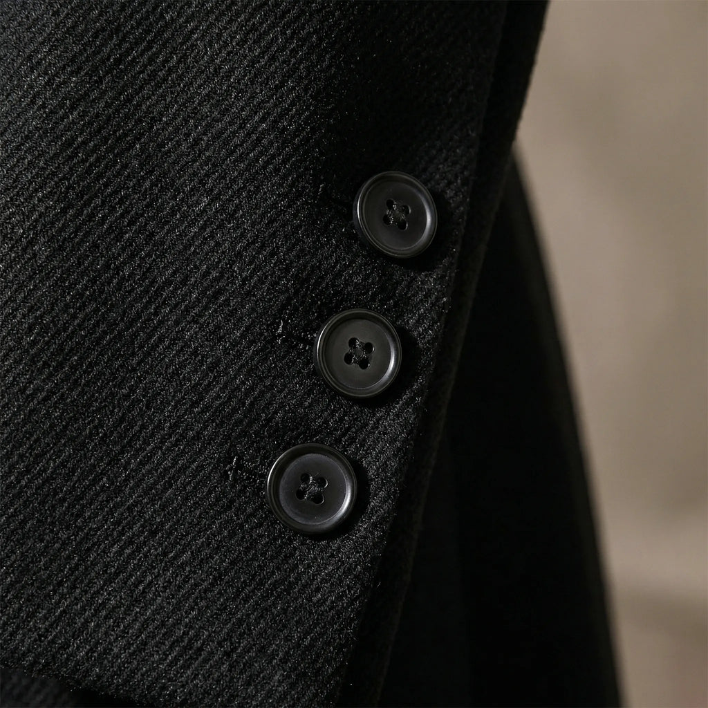 Women's Long Tailored Coat with Notched Lapel