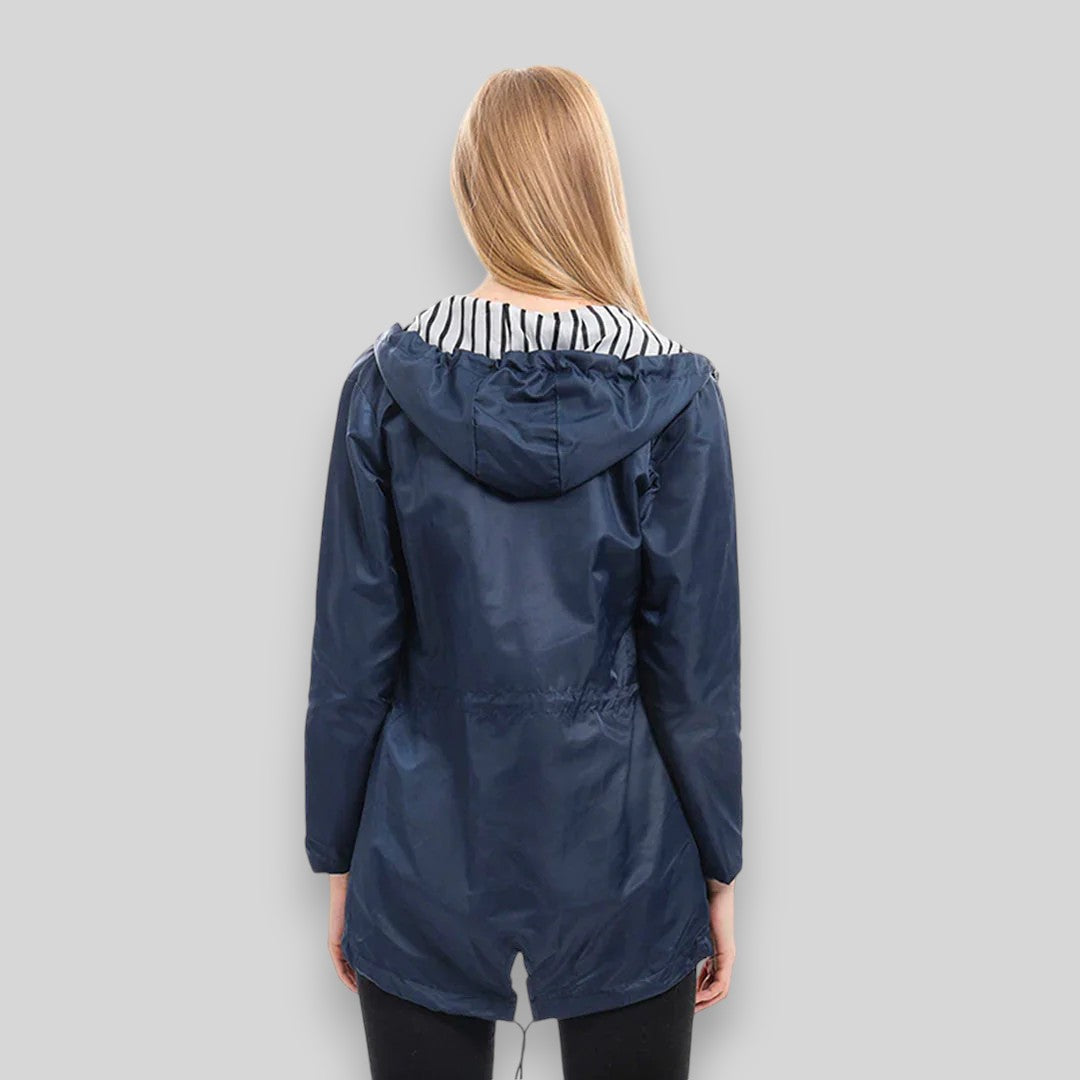 Women's Hooded Rain Jacket, Long Sleeves, Zip Front