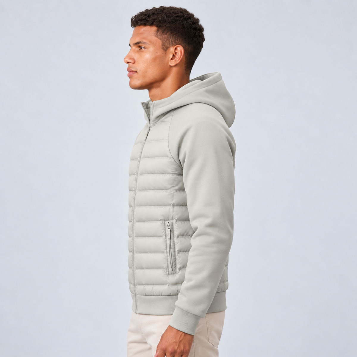 Montarello Men's Hooded Down Jacket with Quilted Panels
