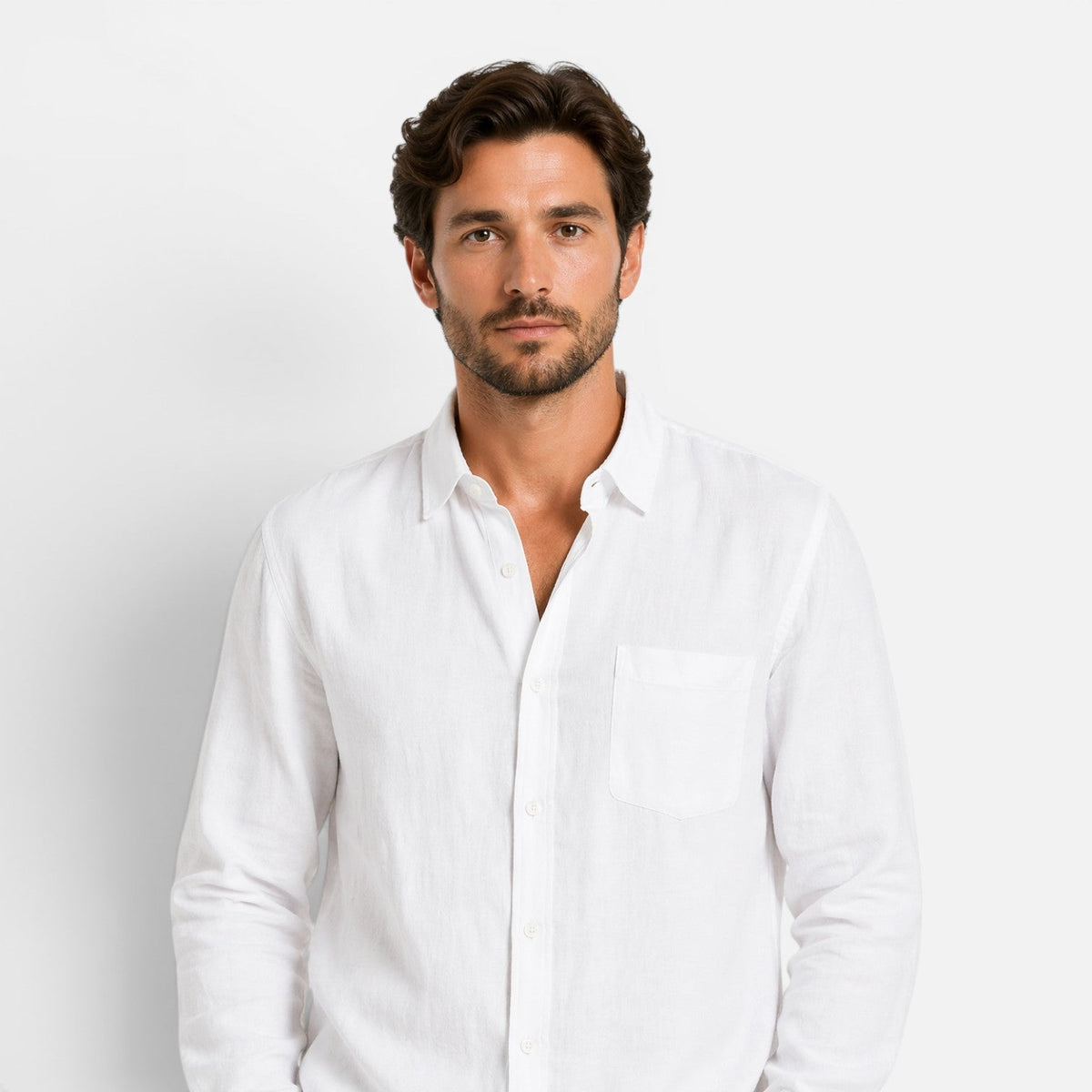 Montarello Men's Linen-Look Long-Sleeve Shirt & Trousers Co-Ord Set