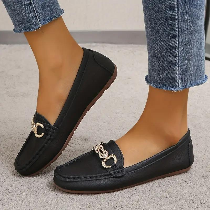 Women's Chain Loafers Slip-On Flat Shoes