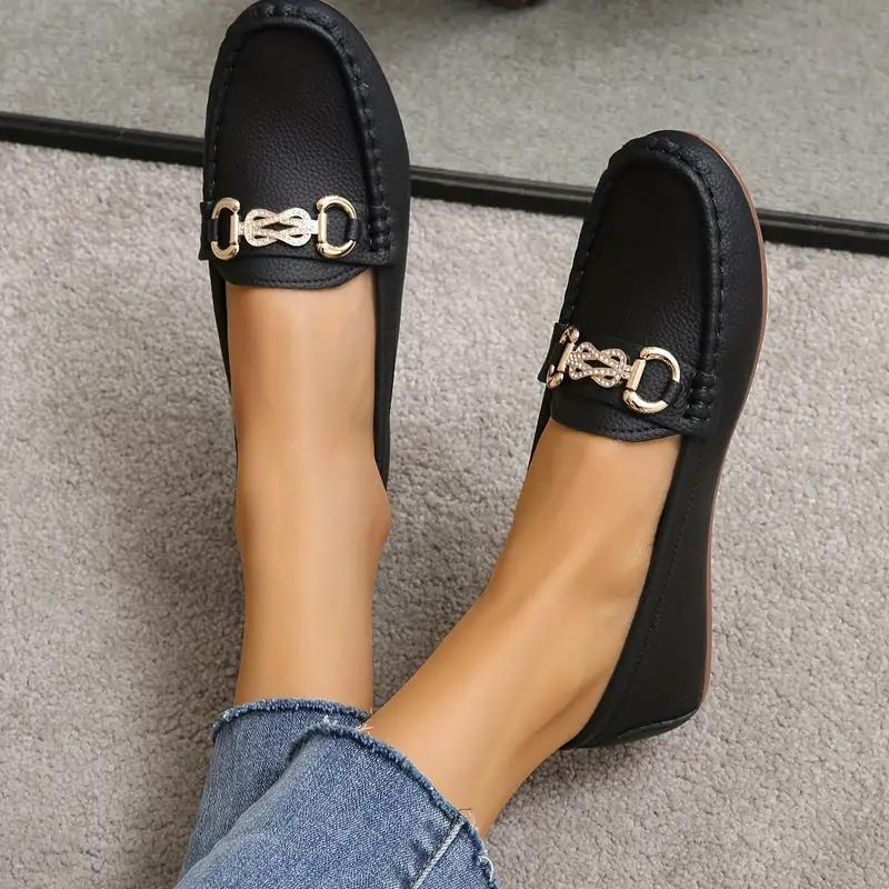 Women's Chain Detail Loafers Slip-On Flat Shoes