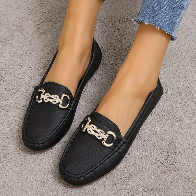 Women's Chain Detail Loafers Slip-On Flat Shoes