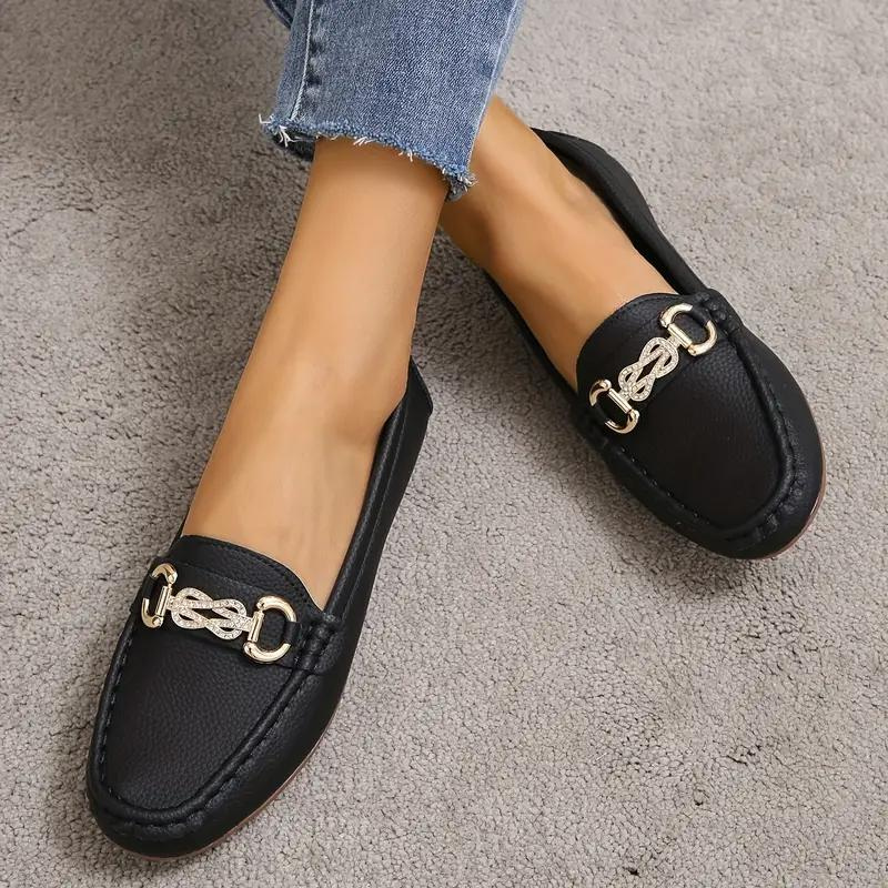 Women's Chain Detail Loafers Slip-On Flat Shoes