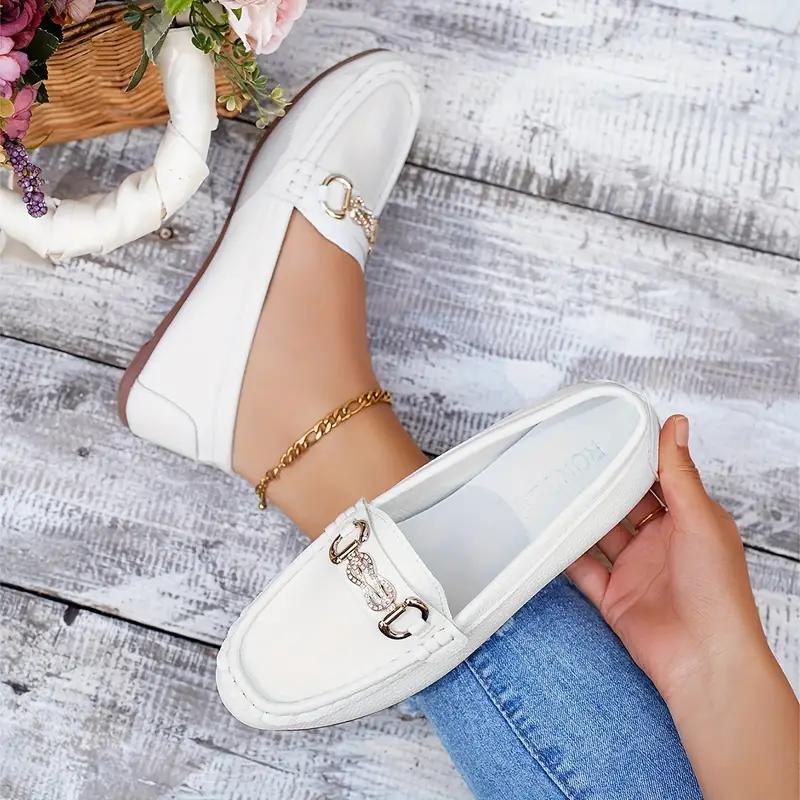 Women's Chain Detail Loafers Slip-On Flat Shoes