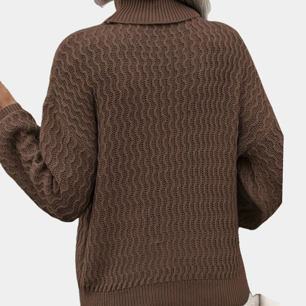 Women's Cable-Knit Turtleneck Sweater Relaxed Fit