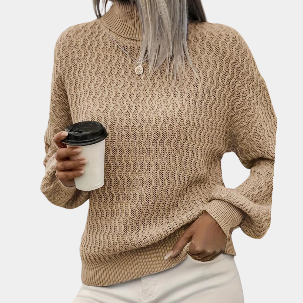 Women's Cable-Knit Turtleneck Sweater Relaxed Fit