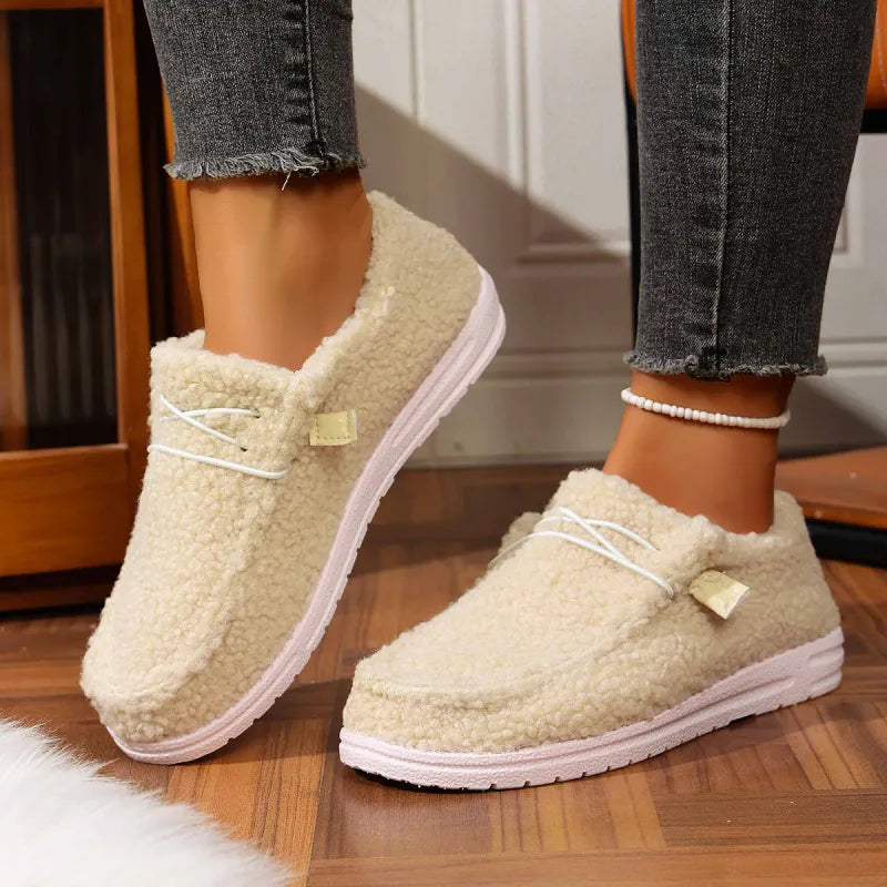 Women's Teddy Fleece Slippers with Slip-On Design