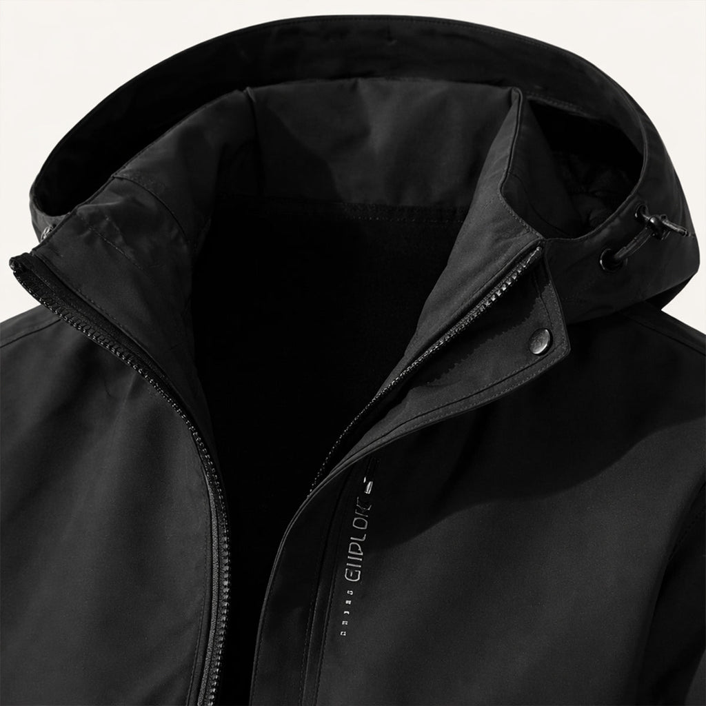 Men's Hooded Rain Jacket, Zip Front, Long Sleeves