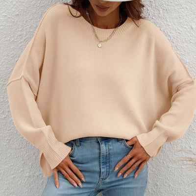 Women's Crew Neck Pullover Sweater Long Sleeve Relaxed Fit