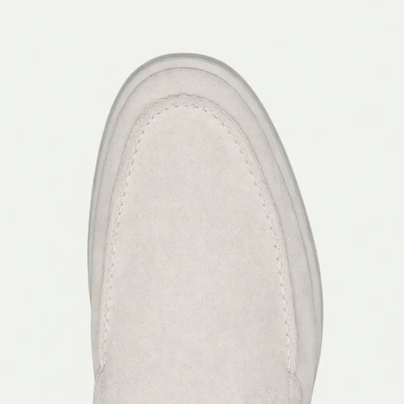 Men's Off-White Loafers, Slip-On, Rounded Toe, Flat Sole