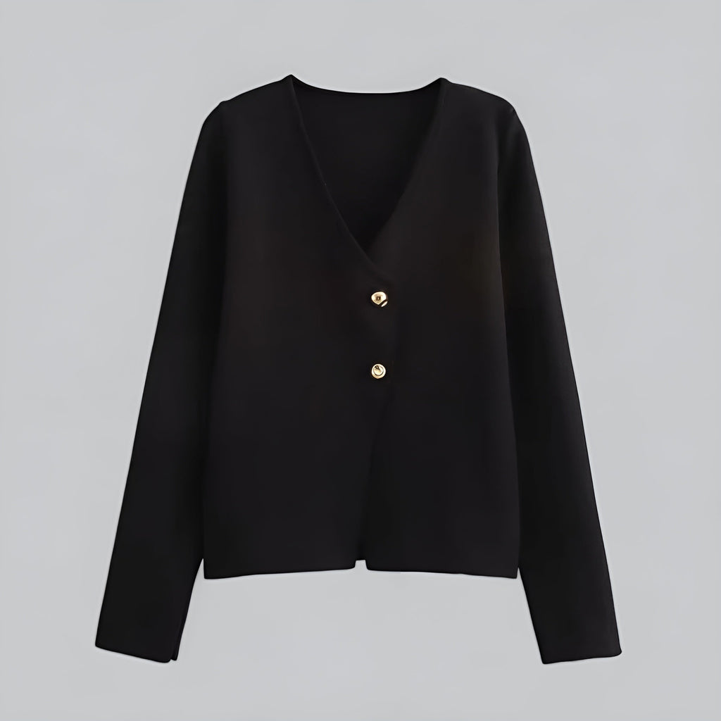 Women's V-Neck Button Front Knit Cardigan, Long Sleeves