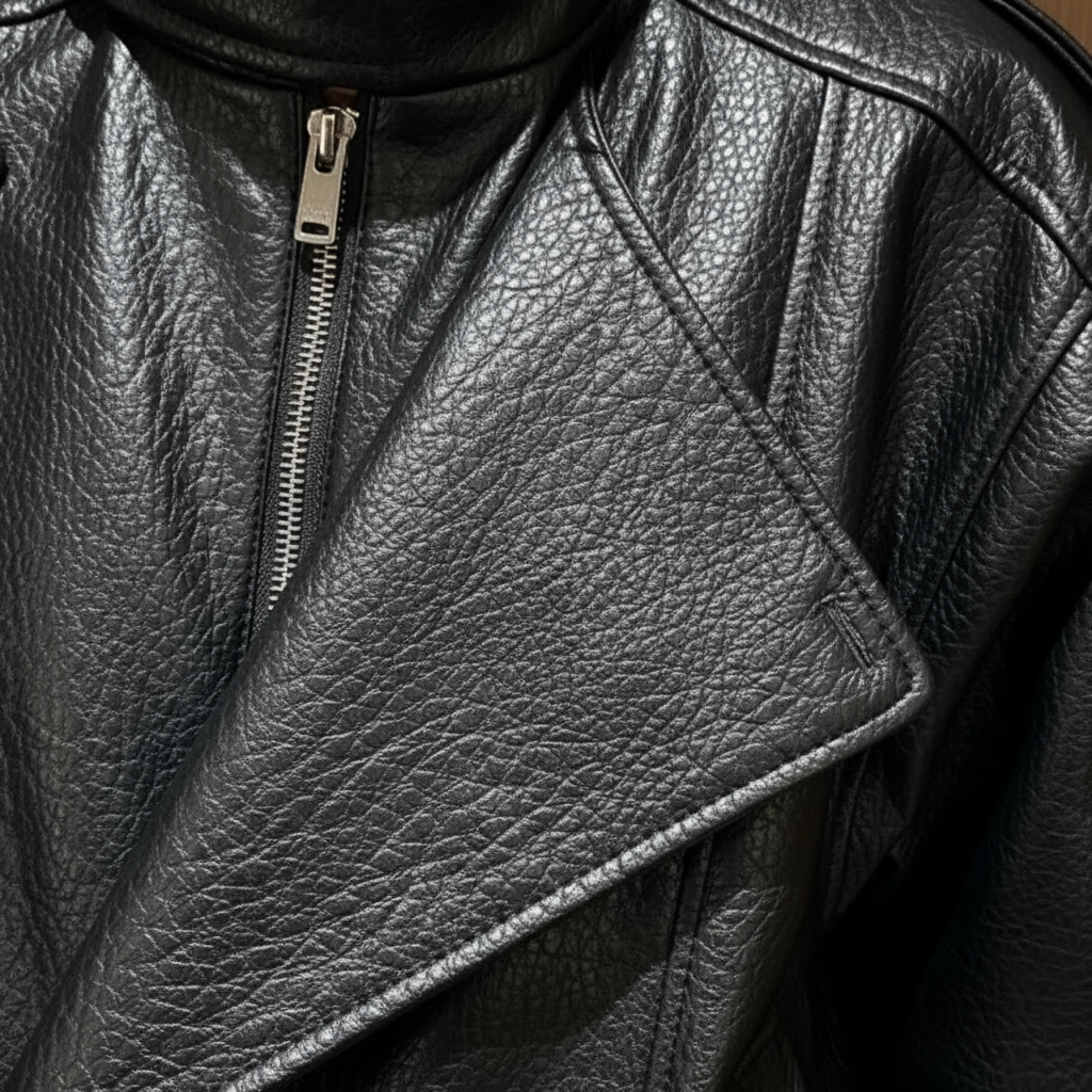 Women's Black Biker Jacket, Asymmetric Zip, High Neck