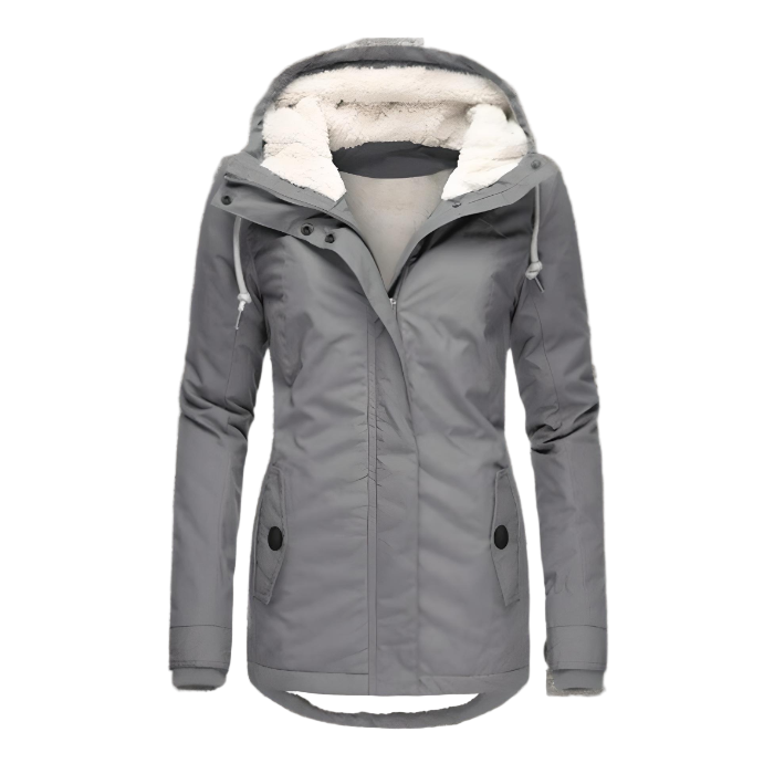 Women's Long Hooded Winter Coat, Faux Fur Trim, Zip Front