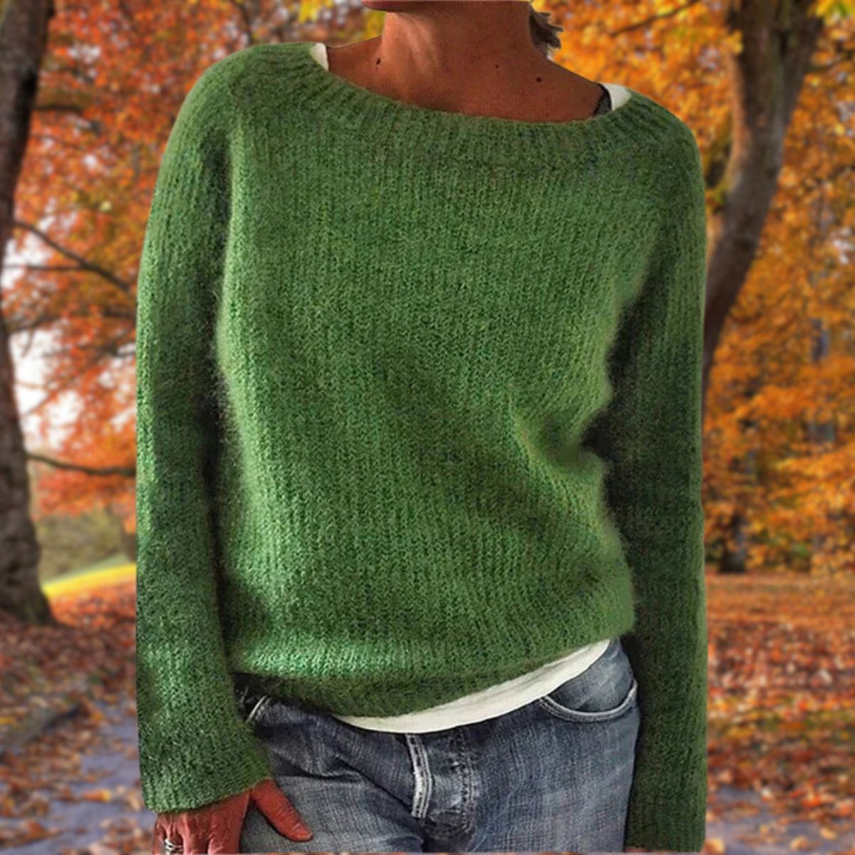 Women's Ribbed Crew Neck Sweater, Long Sleeves, Relaxed Fit
