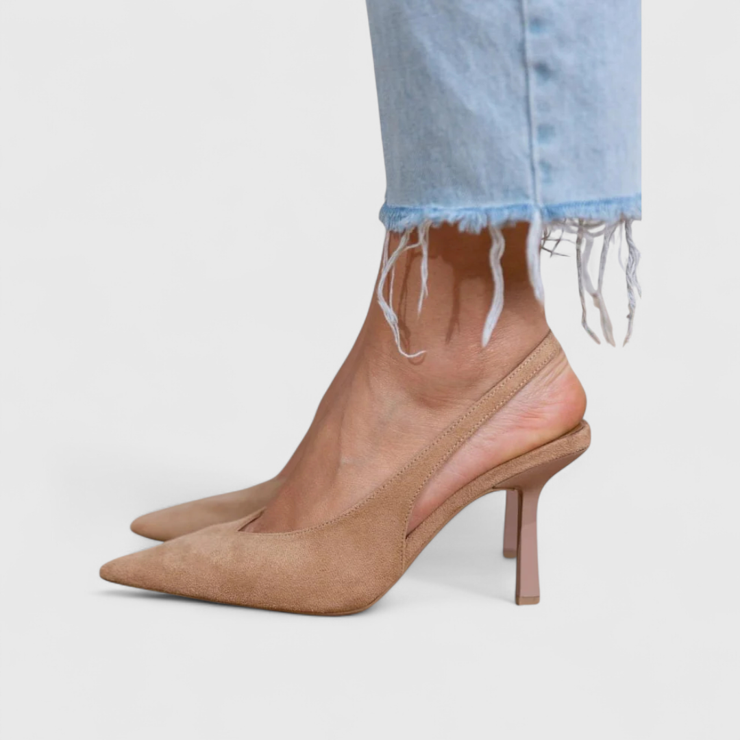Women's Pointed Slingback High Heel Pumps, Open Back