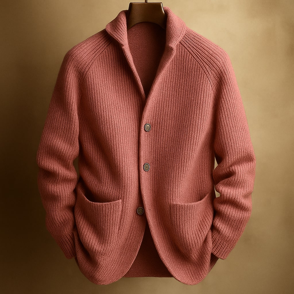 RIBBED WOOL CARDIGAN FOR MEN