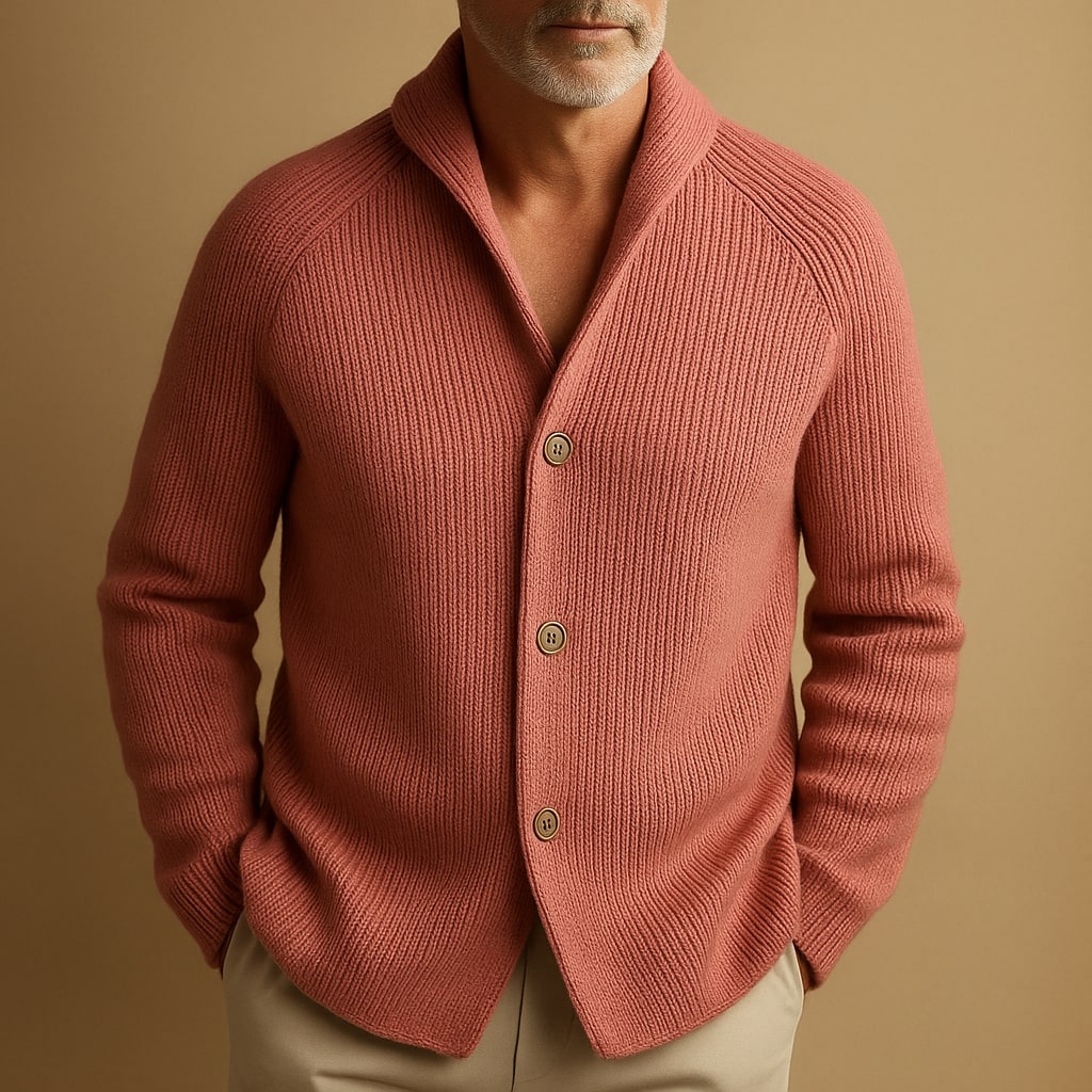 CARDIGAN IN RIBBED WOOL FOR MEN