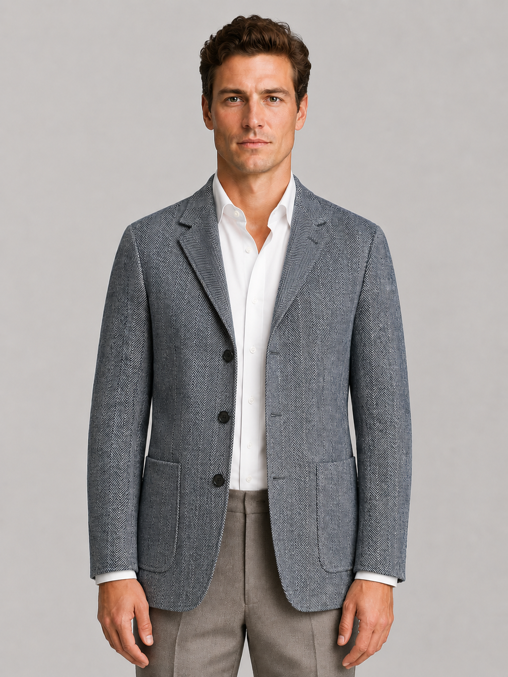 Montarello Men's Blazer Herringbone Tailored Jacket