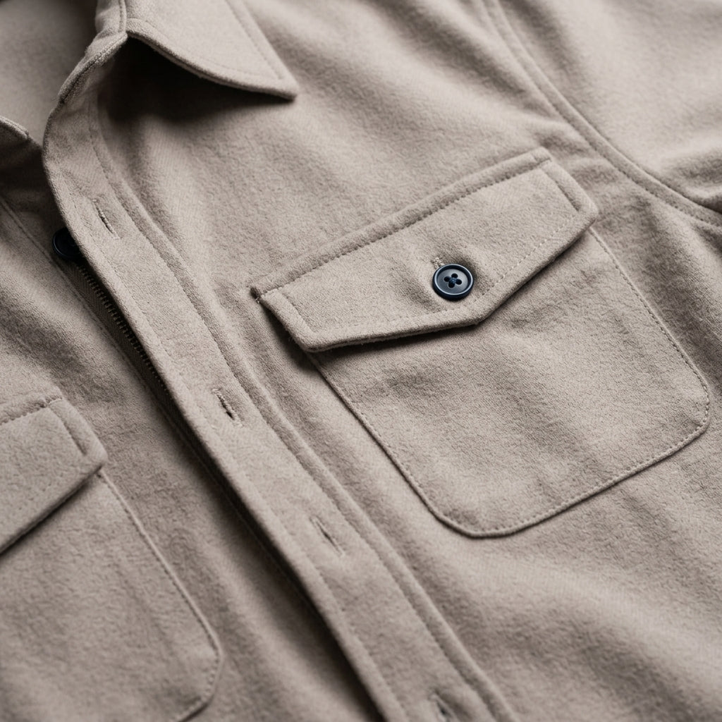Men's Button-Front Woven Overshirt with Dual Chest Pockets