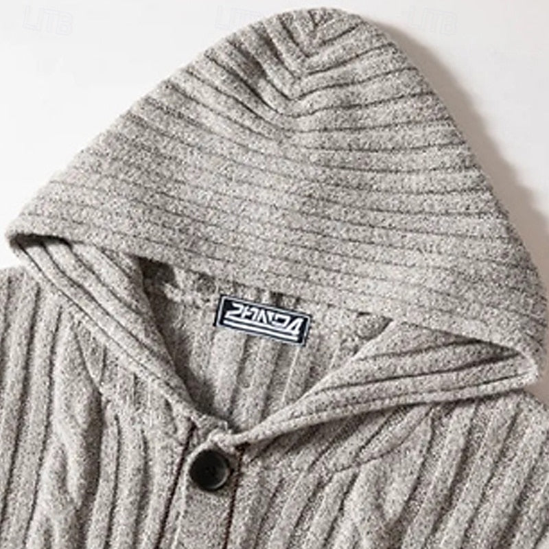 Men's Cable-Knit Hooded Cardigan