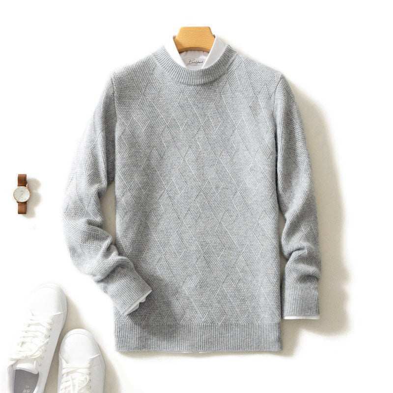 Men's Cashmere Geometric Knit Crewneck Sweater