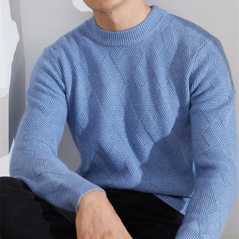 Men's Cashmere Geometric Knit Crewneck Sweater