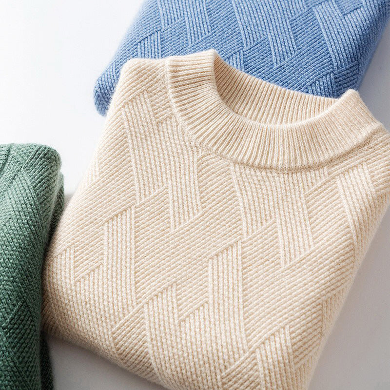 Men's Cashmere Geometric Knit Crewneck Sweater