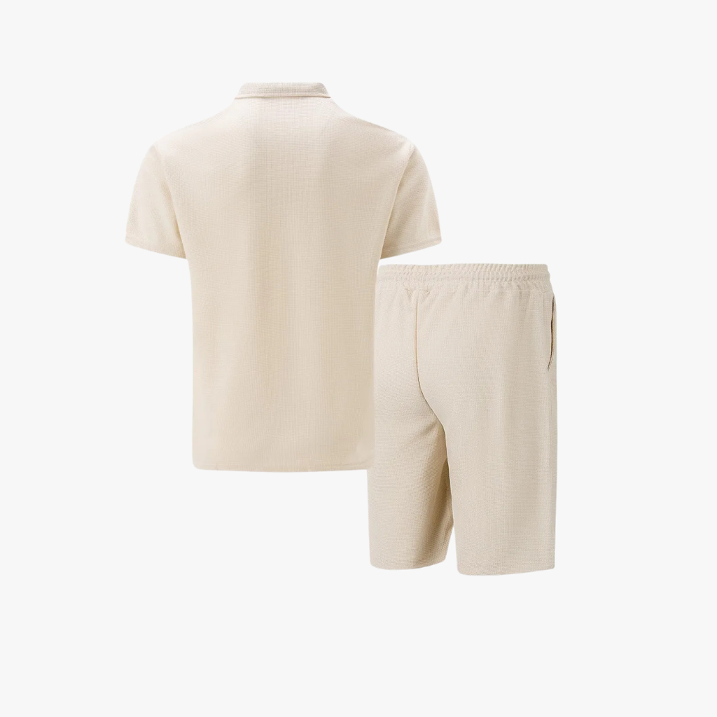 Montarello Men's Zip-Neck Polo Shirt & Shorts Co-ord Set