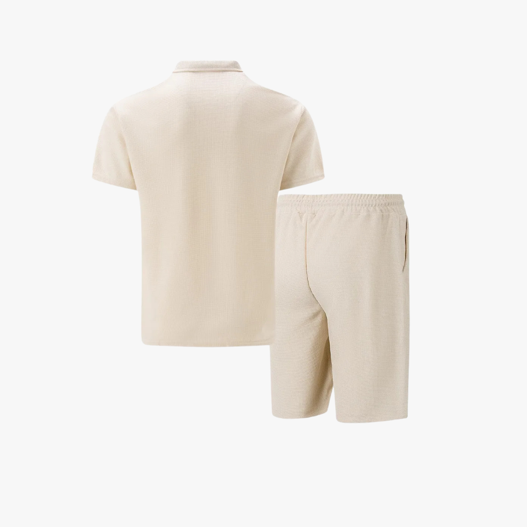 Montarello Men's Zip-Neck Polo Shirt & Shorts Co-ord Set