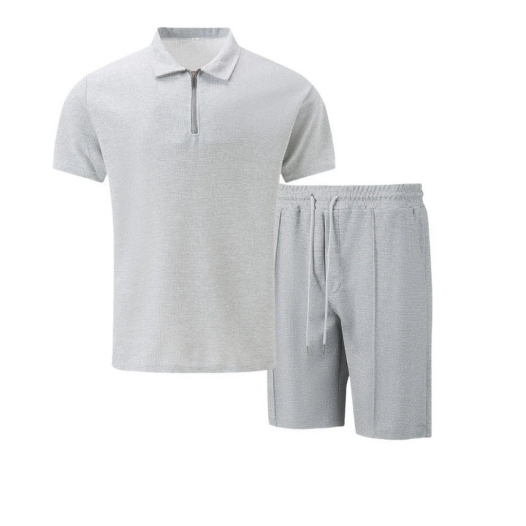Montarello Men's Zip-Neck Polo Shirt & Shorts Co-ord Set