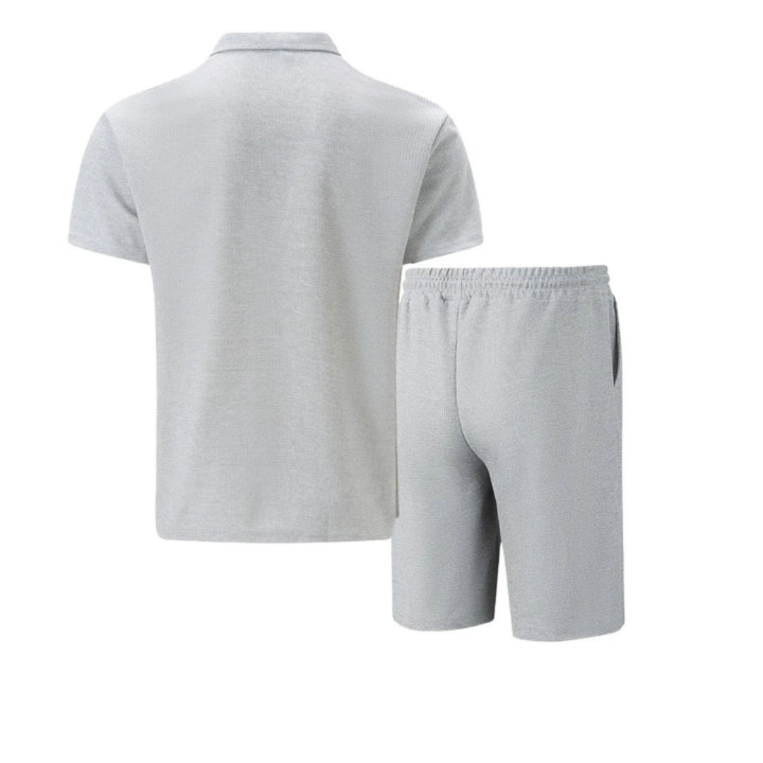 Montarello Men's Zip-Neck Polo Shirt & Shorts Co-ord Set