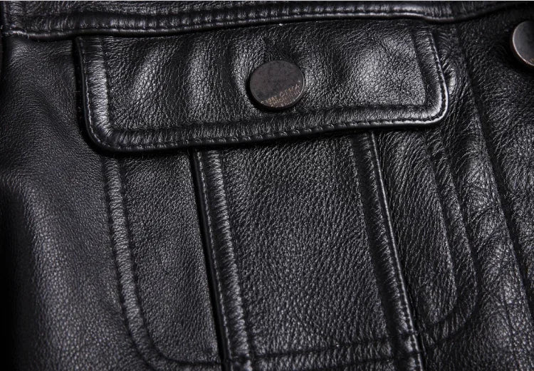 Men's Distressed Leather Button-Front Jacket