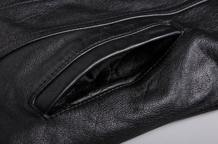 Men's Distressed Leather Button-Front Jacket