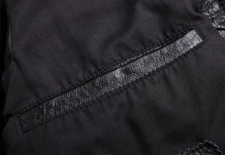 Men's Distressed Leather Button-Front Jacket