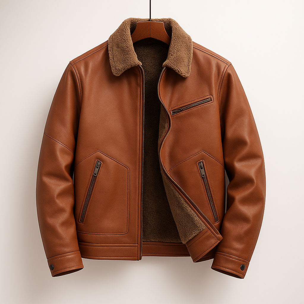 Men's Fleece Leather Jacket