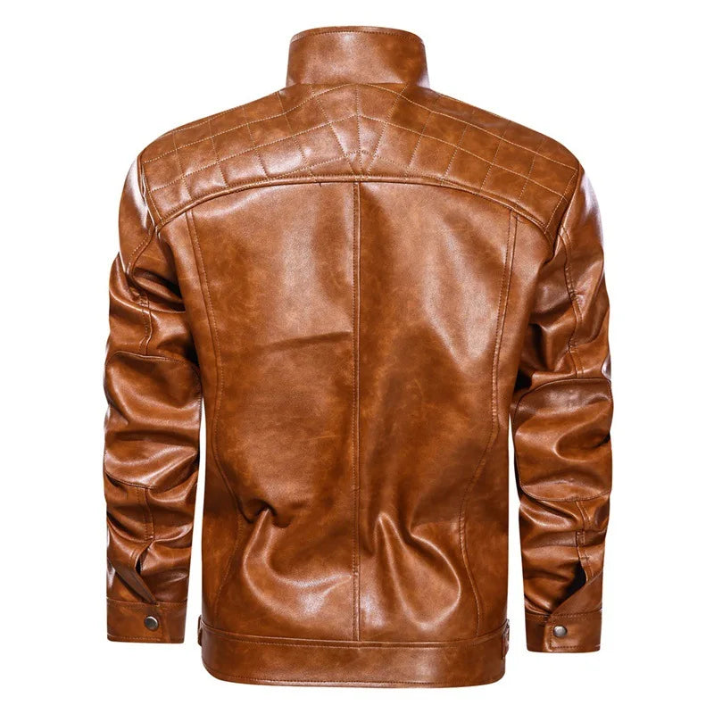 Men's Genuine Leather Jacket with Natural Grain Finish