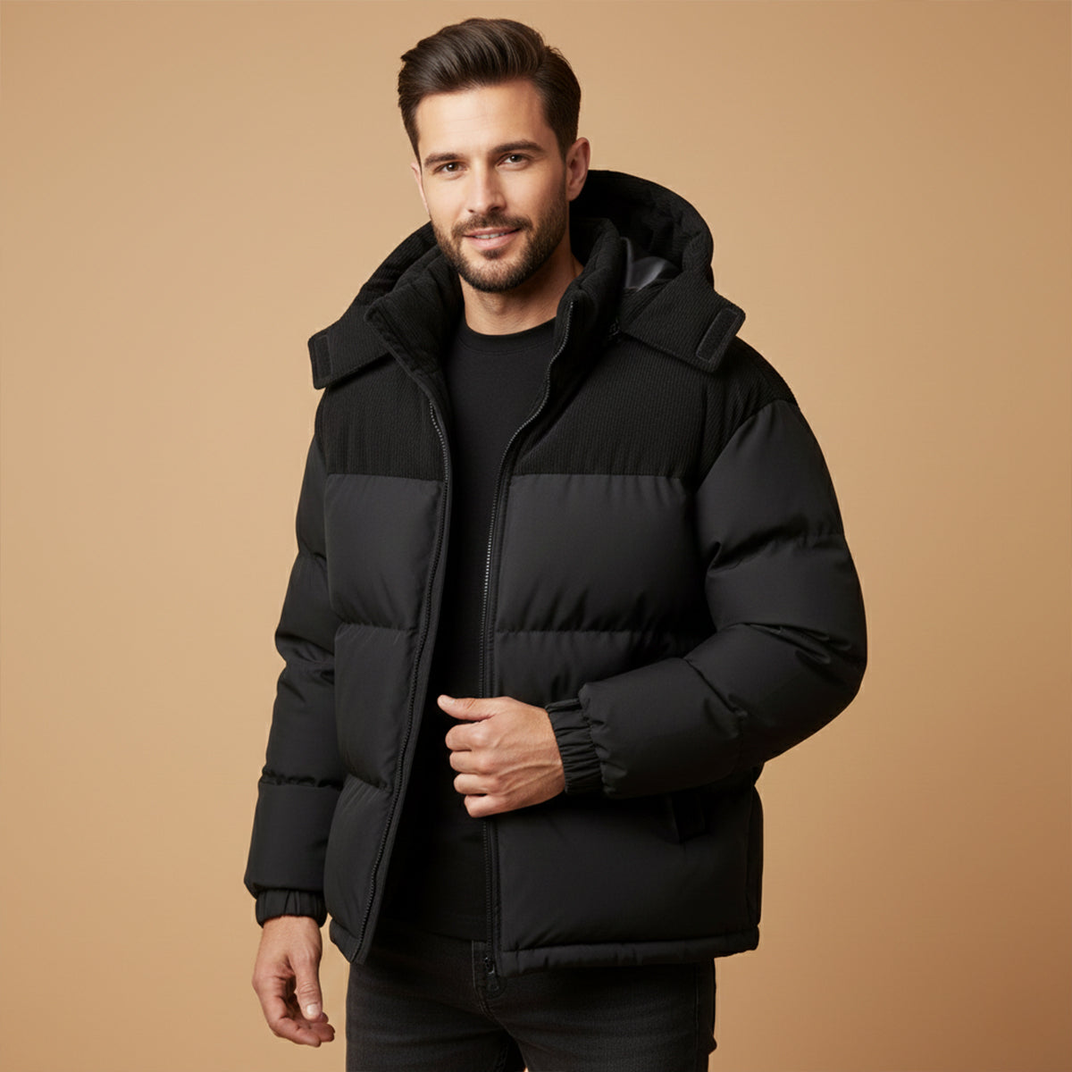 Men's Hooded Padded Sleek Puffer Jacket
