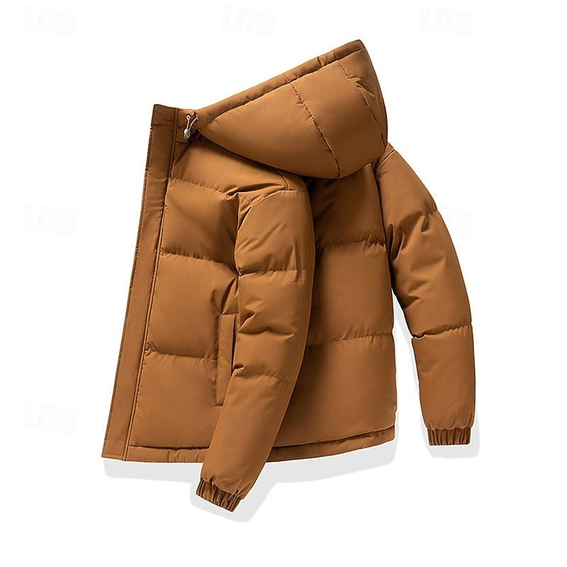 Men's Insulated Hooded Puffer Jacket – Casual Winter Coat