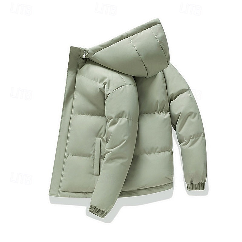 Men's Insulated Hooded Puffer Jacket – Casual Winter Coat