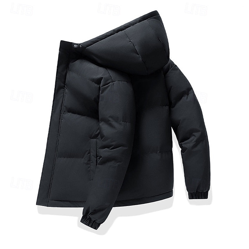 Men's Insulated Hooded Puffer Jacket – Casual Winter Coat
