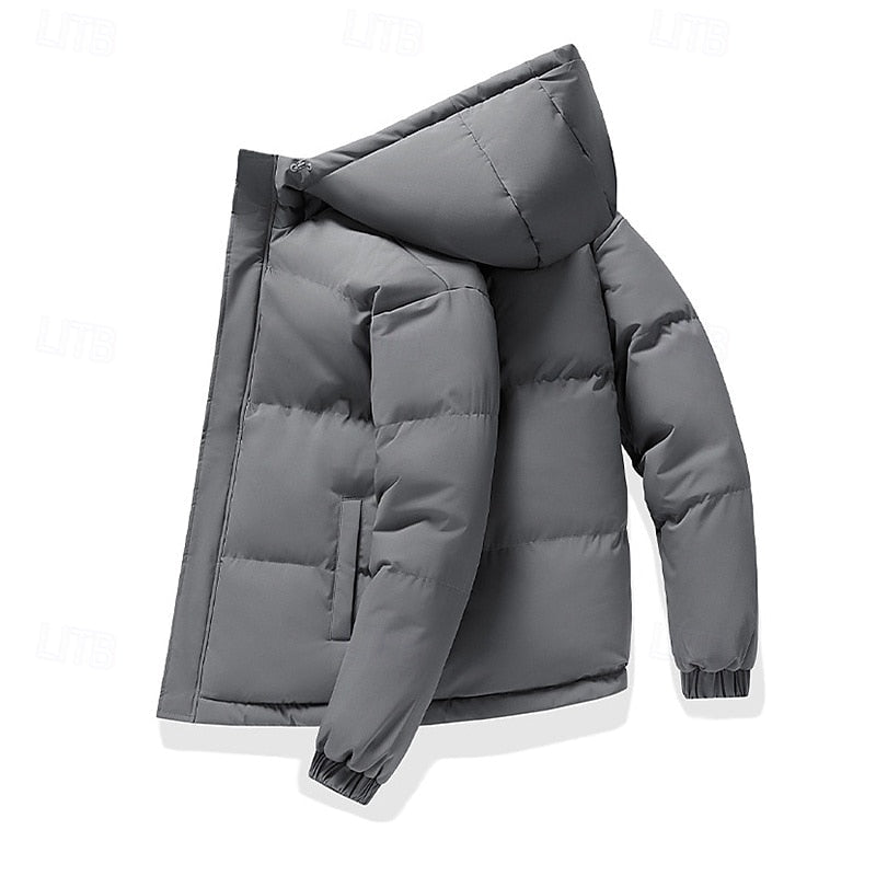 Men's Insulated Hooded Puffer Jacket – Casual Winter Coat