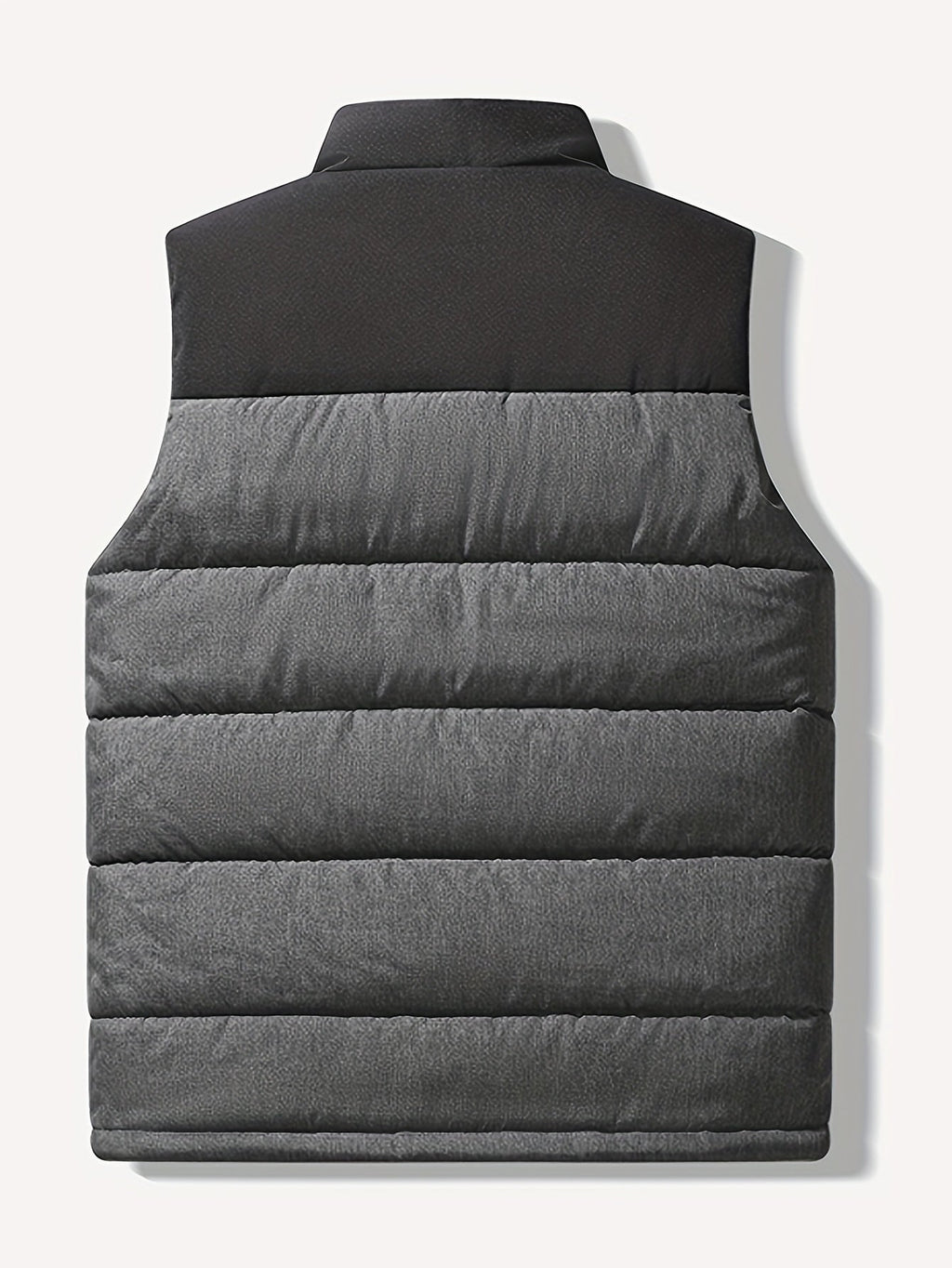 Men's Insulated Stand-Collar Gray Puffer Vest – Casual Winter Layering