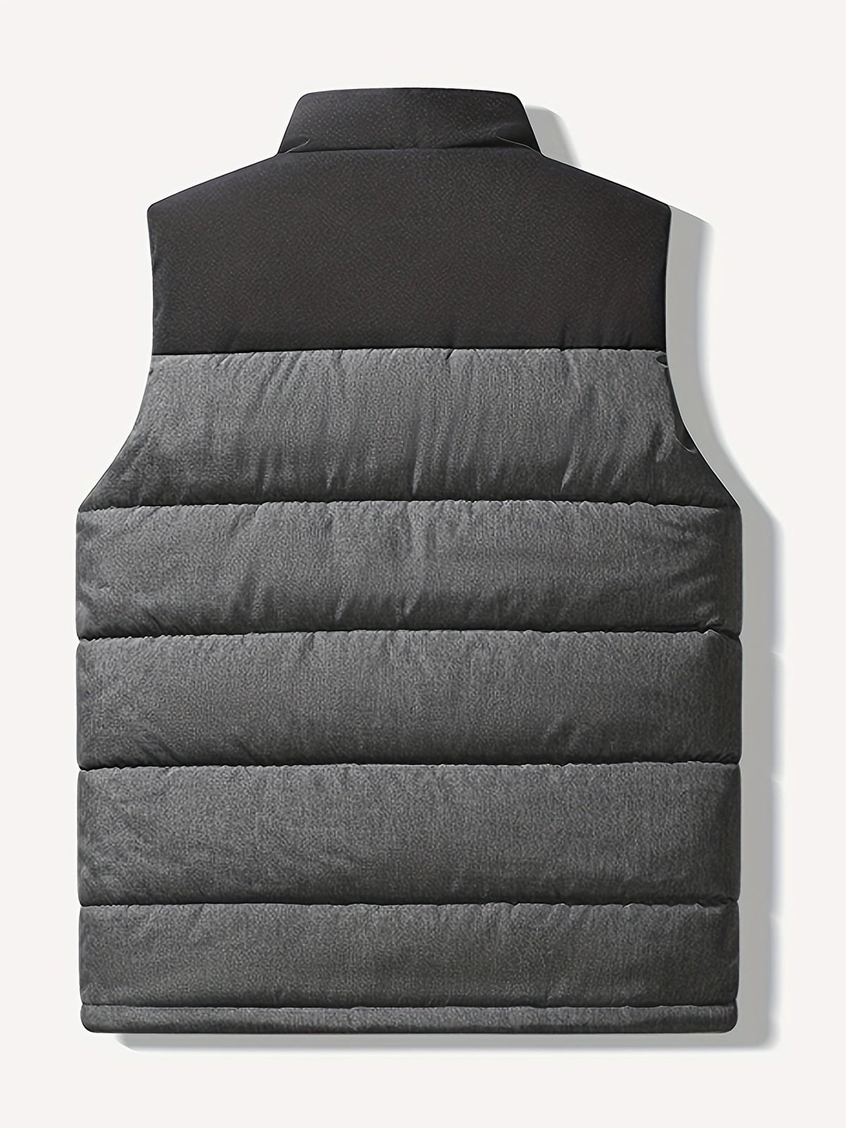 Men's Insulated Stand-Collar Gray Puffer Vest – Casual Winter Layering