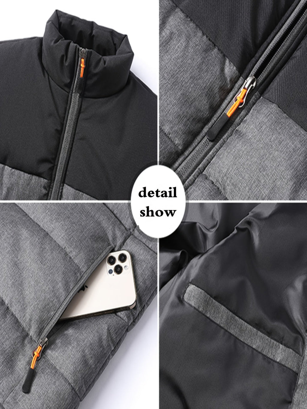 Men's Insulated Stand-Collar Gray Puffer Vest – Casual Winter Layering