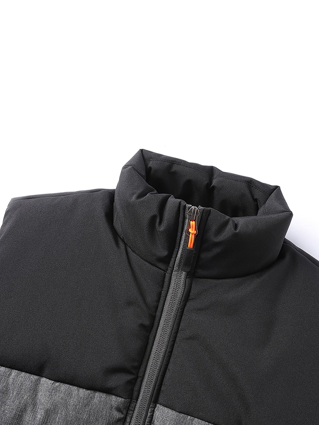 Men's Insulated Stand-Collar Gray Puffer Vest – Casual Winter Layering