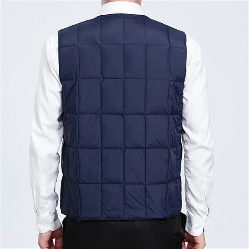 Men's Lightweight Down Vest - V Neck, Polyester Winter Jacket